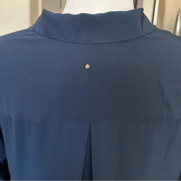 Cuyana 100% Silk Shirt Button Down Long Sleeve Dress Navy size M like new - Picture 7 of 14
